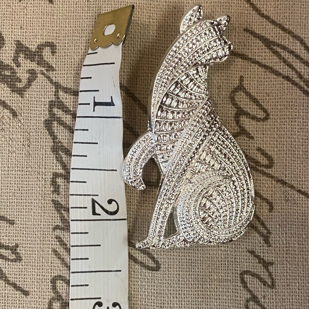Vintage Silver Cat Brooch